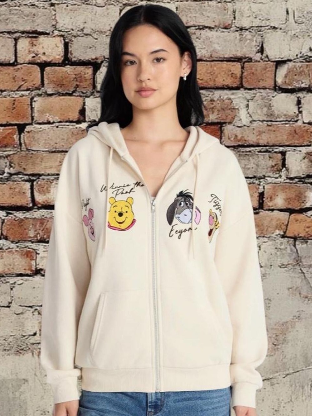 Disney Embroidered Winnie the Pooh 100 Acre Wood Zip Up Hoodie NWT Size XXS & XS